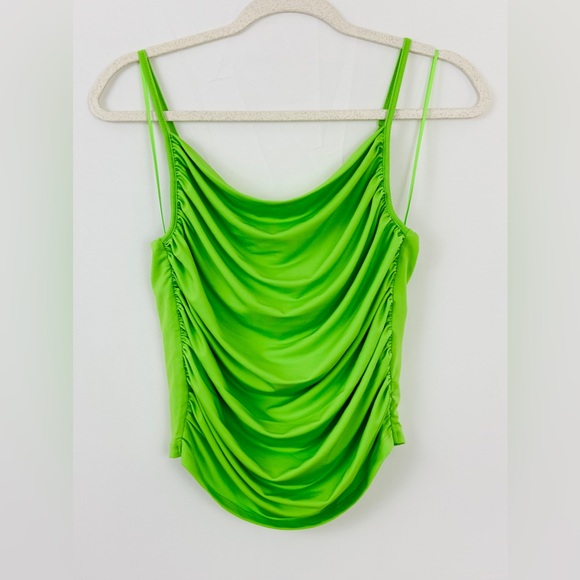 Steve Madden Lime Green “Lenny” Ruched Adjustable Spaghetti Strap Top Sm… - Picture 3 of 6